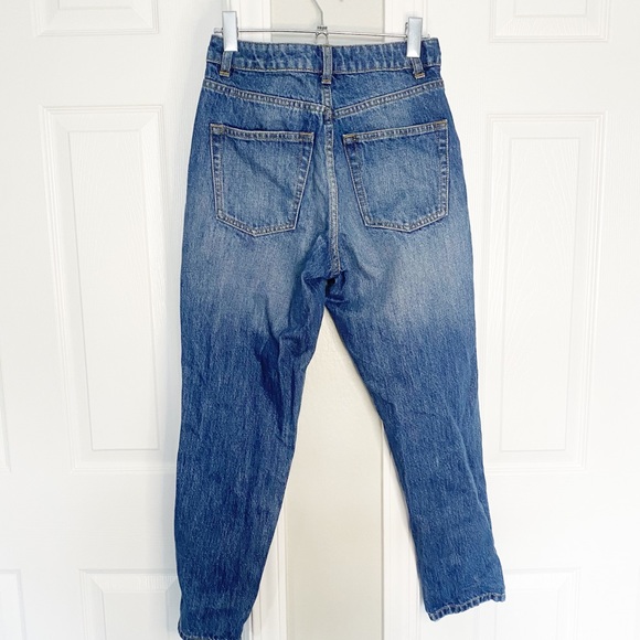 Topshop Mom Jeans high rise medium wash zipper fly straight leg 100% cotton - Picture 2 of 11